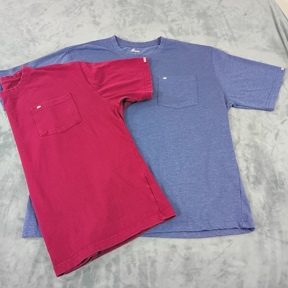 Berne Mens Pocket T-Shirt Bundle 2 Pack Blue Red Large Short Sleeve Workwear